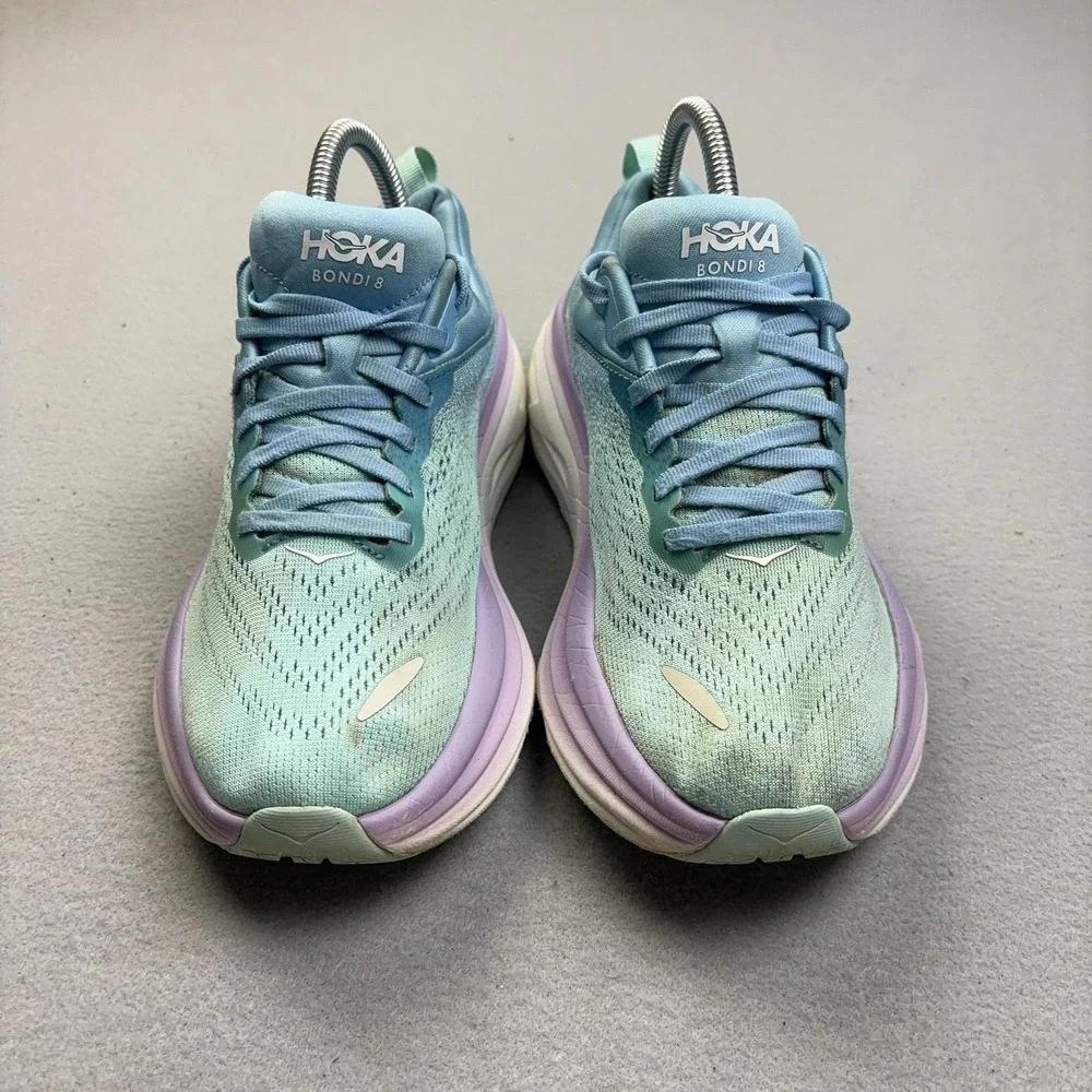 Hoka One One Bondi 8 Shoes Womens Size 6.5 Blue Running Sneakers 1127952 ABSO